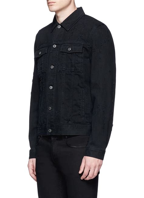 givenchy distressed denim|distressed denim jacket.